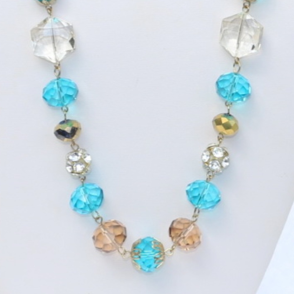 Elegant Boho Necklace Single Strand Crystal Bead
